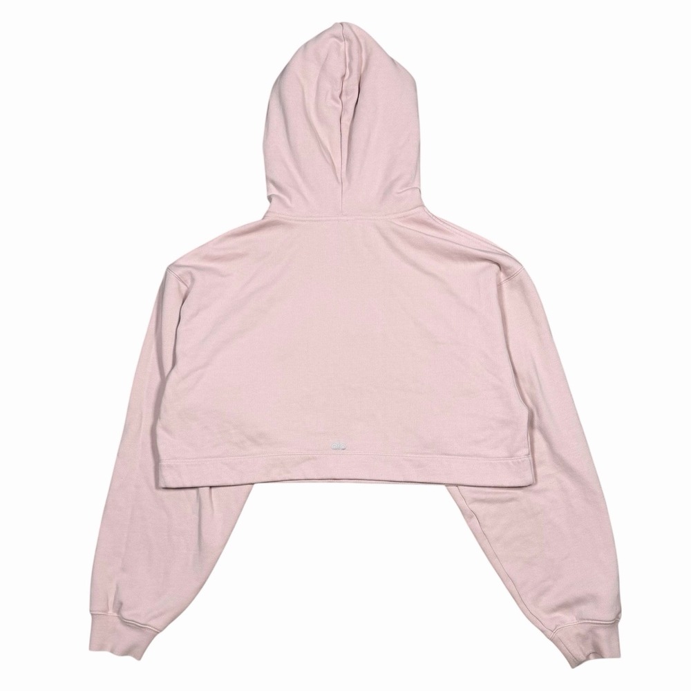 Alo Yoga Bae Hoodie Cropped Long Sleeve in Light Pink Women's Sz S
